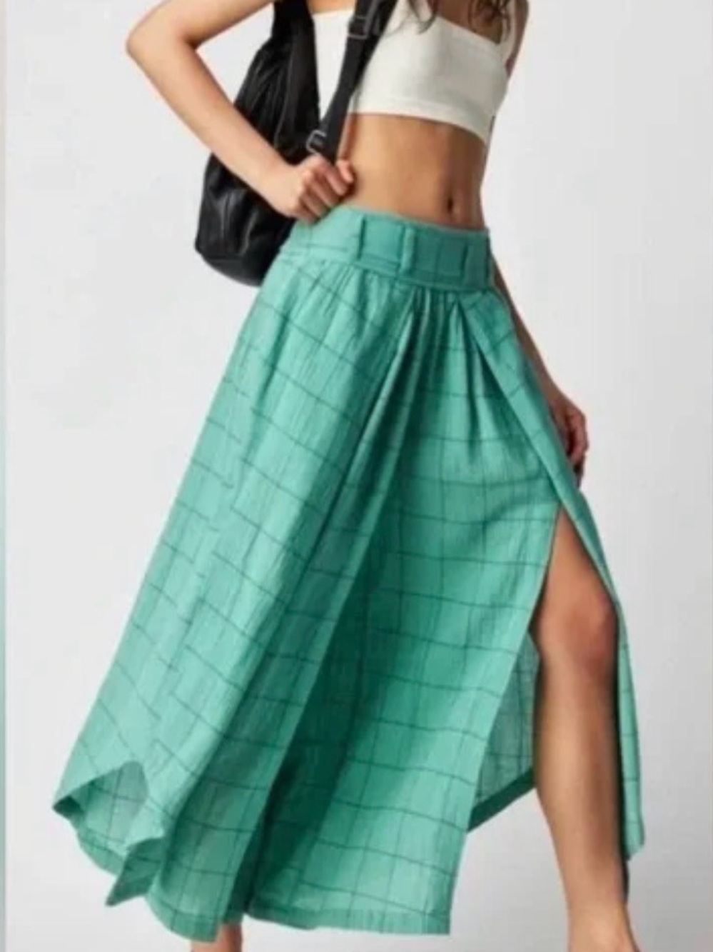 Free People Lunar Cove Wide-Leg Pants in Green Size Large PreLoved